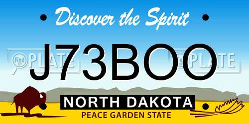 J73BOO North Dakota License Plate