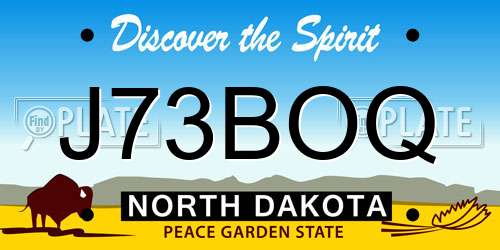 J73BOQ North Dakota License Plate