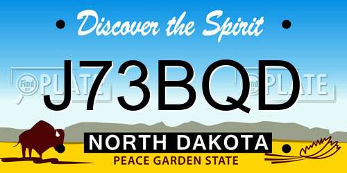 J73BQD North Dakota License Plate