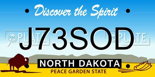 J73SOD North Dakota License Plate
