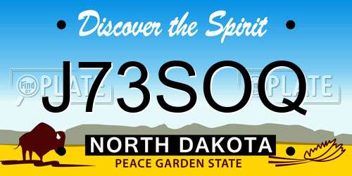 J73SOQ North Dakota License Plate