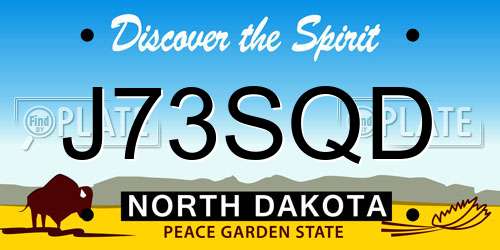 J73SQD North Dakota License Plate