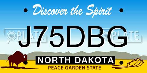 J75DBG North Dakota License Plate