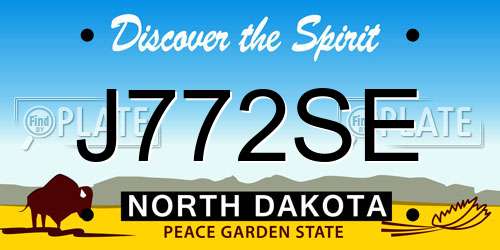J772SE North Dakota License Plate
