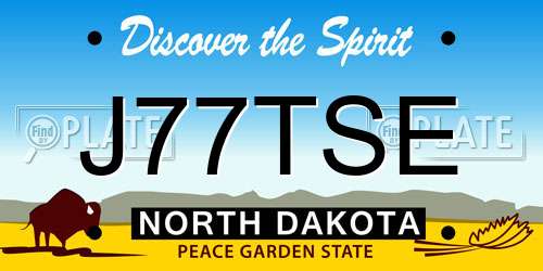 J77TSE North Dakota License Plate