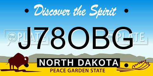 J78OBG North Dakota License Plate
