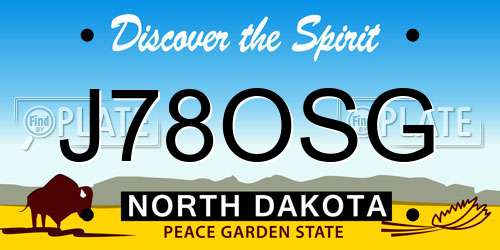 J78OSG North Dakota License Plate