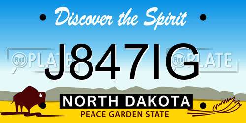 J847IG North Dakota License Plate