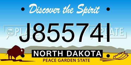 J85574I North Dakota License Plate