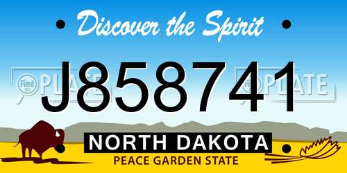 J858741 North Dakota License Plate