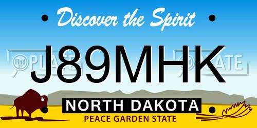 J89MHK North Dakota License Plate