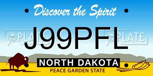 J99PFL North Dakota License Plate