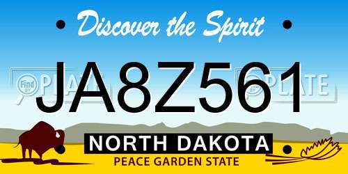 JA8Z561 North Dakota License Plate