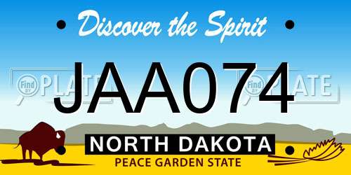 JAA074 North Dakota License Plate