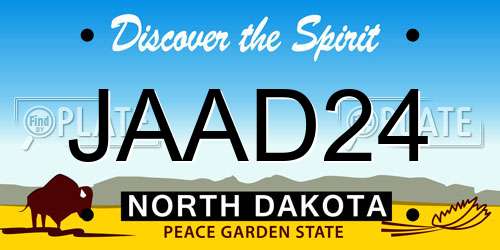JAAD24 North Dakota License Plate