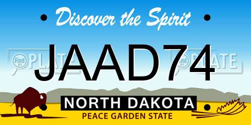 JAAD74 North Dakota License Plate