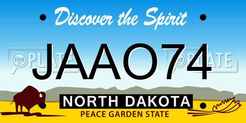 JAAO74 North Dakota License Plate
