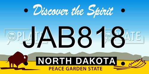 JAB818 North Dakota License Plate
