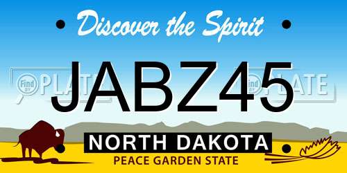 JABZ45 North Dakota License Plate