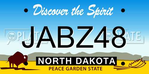 JABZ48 North Dakota License Plate