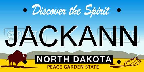 JACKANN North Dakota License Plate
