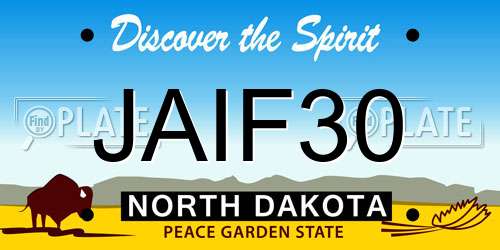 JAIF30 North Dakota License Plate