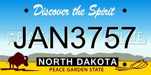 JAN3757 North Dakota License Plate