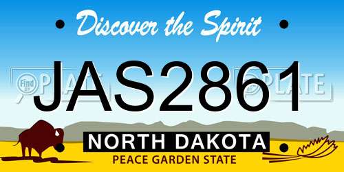 JAS2861 North Dakota License Plate