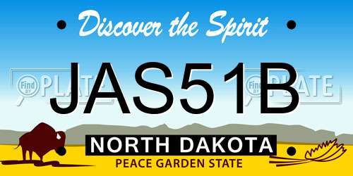 JAS51B North Dakota License Plate