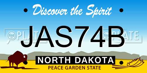 JAS74B North Dakota License Plate