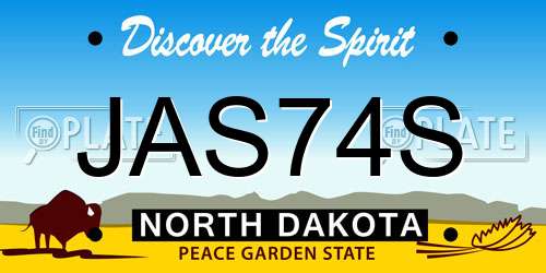JAS74S North Dakota License Plate