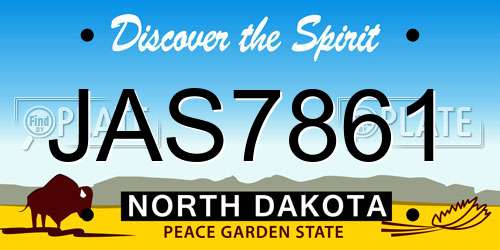 JAS7861 North Dakota License Plate