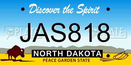 JAS818 North Dakota License Plate