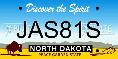 JAS81S North Dakota License Plate