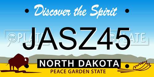 JASZ45 North Dakota License Plate