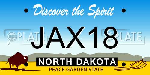 JAX18 North Dakota License Plate