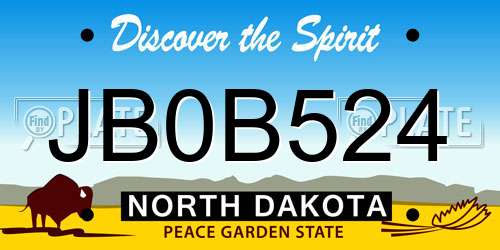 JB0B524 North Dakota License Plate