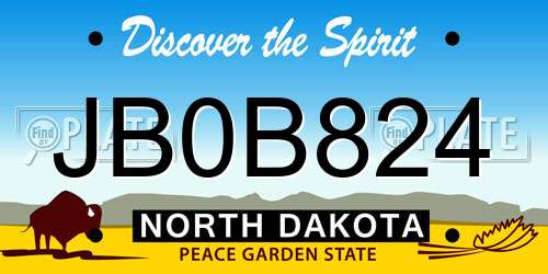 JB0B824 North Dakota License Plate