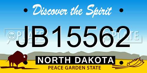 JB15562 North Dakota License Plate