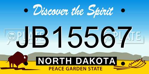 JB15567 North Dakota License Plate