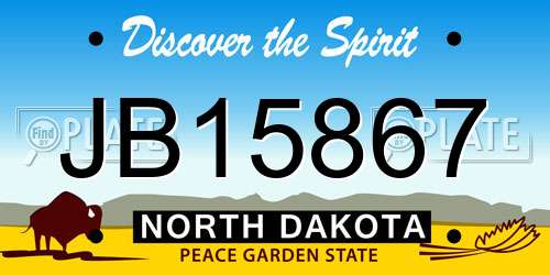 JB15867 North Dakota License Plate