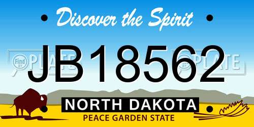 JB18562 North Dakota License Plate