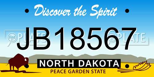 JB18567 North Dakota License Plate