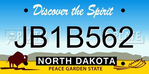 JB1B562 North Dakota License Plate
