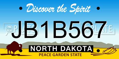 JB1B567 North Dakota License Plate