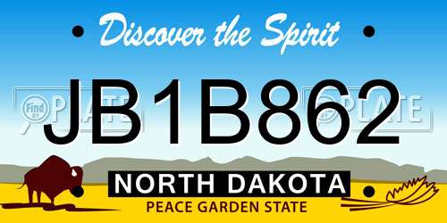 JB1B862 North Dakota License Plate