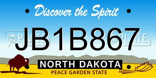 JB1B867 North Dakota License Plate