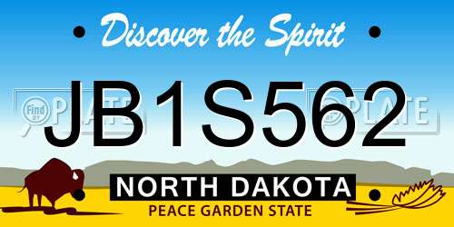 JB1S562 North Dakota License Plate