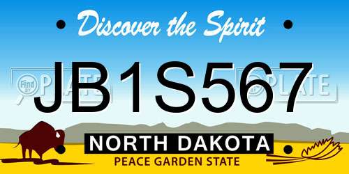 JB1S567 North Dakota License Plate