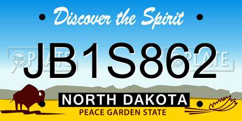 JB1S862 North Dakota License Plate